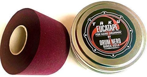 Eucatape Eucalyptus Infused Hand Drumming Tape – Better than Drum Gloves for Drum Sets Sticks Percussion (1 Pack, Maroon)