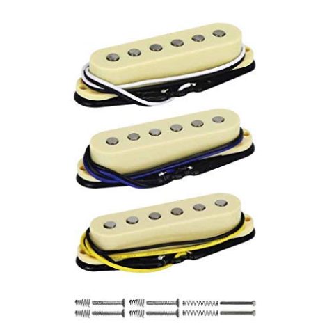 FLEOR Alnico 5 Single Coil Pickups Flat Pole Guitar Neck/Middle/Bridge Pickup Set Cream