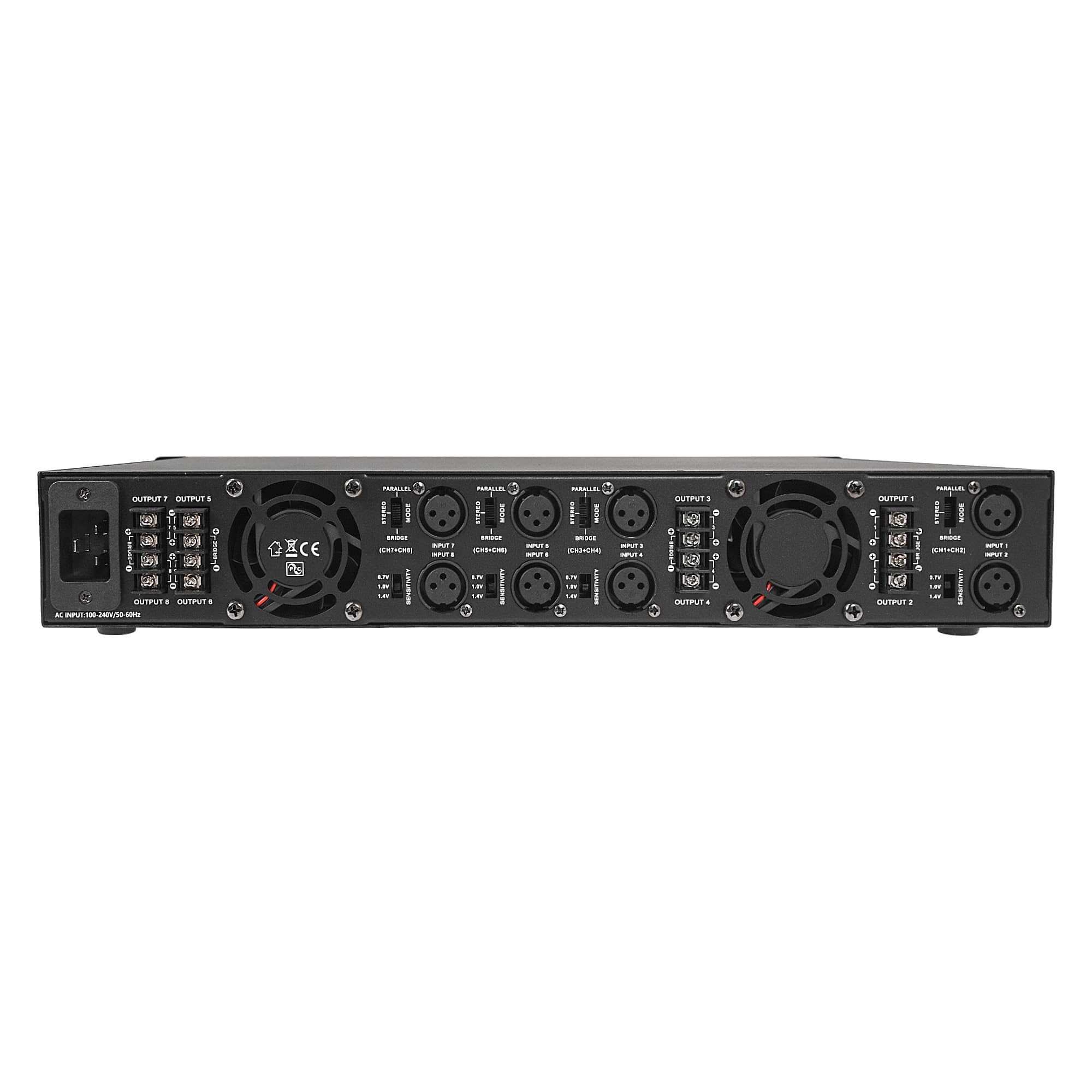 Sound Town MODE Audio Class-D 8-Channel PA/DJ Switching Power Supply Professional Power Amplifier, 8 x 800W RMS at 4Ω, PFC Power, 1.5U Rack Mountable for Meeting Room, Conference, Installation(ETi-84)