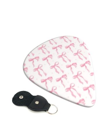 LOZUQII 6 Pack Guitar Picks with Bag, Medium 0.71mm – Cute Pink Ribbon Bow