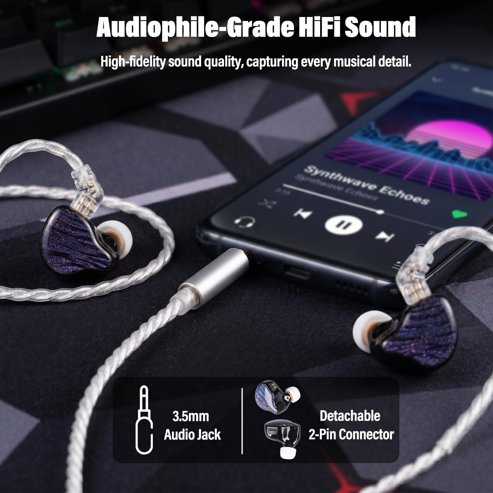 RooRuns HiFi in Ear Monitor Headphones, Wired Stereo IEM Earphones/Earbuds