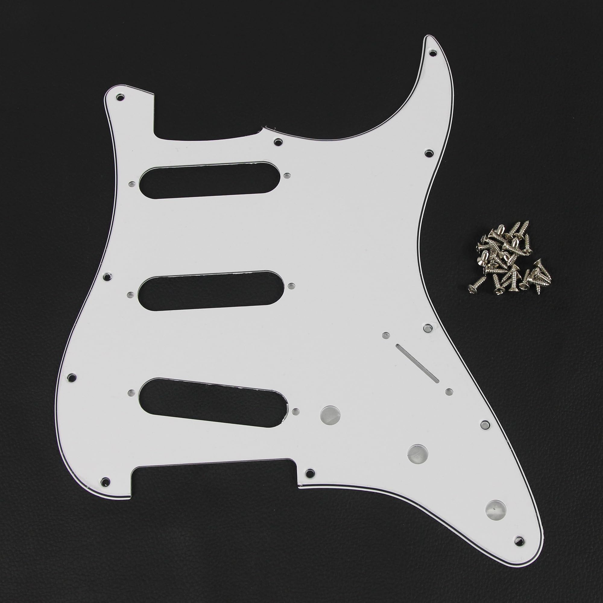 FLEOR 11 Holes ST Style Pickguard SSS Guitar Pickguard Pick Guard Scratchplate with Screws Set,3Ply White