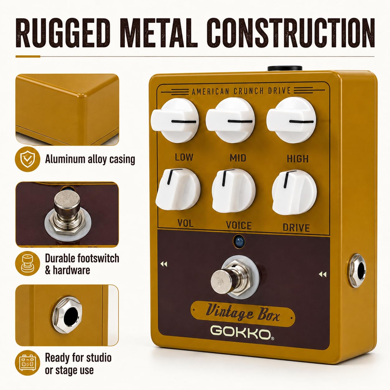 GOKKO GK-33 American-Style Amp Simulator Pedal with Analog Overdrive
