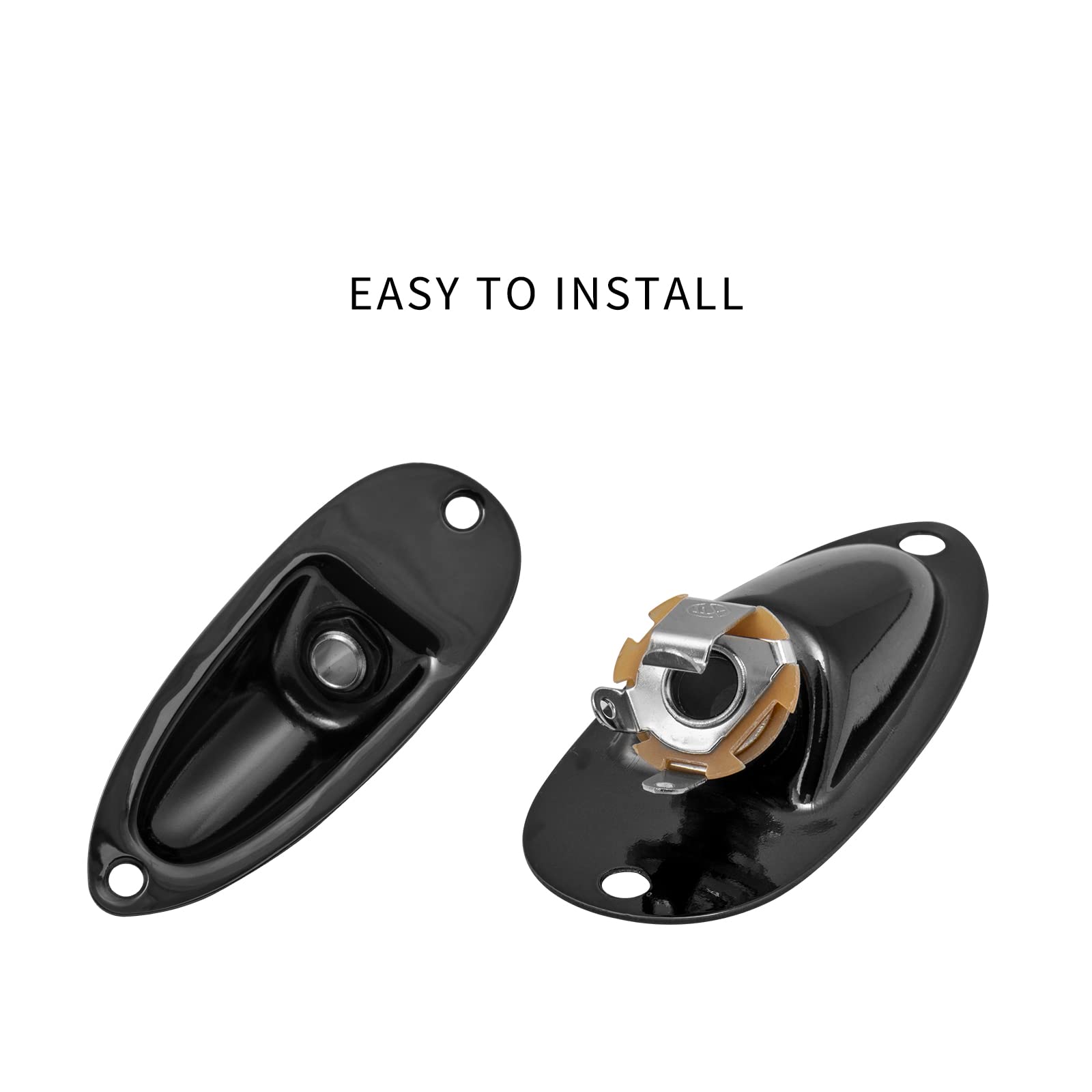 Cheerock Black Boat Style Guitar Jack Plate with Screws for Fender Strat