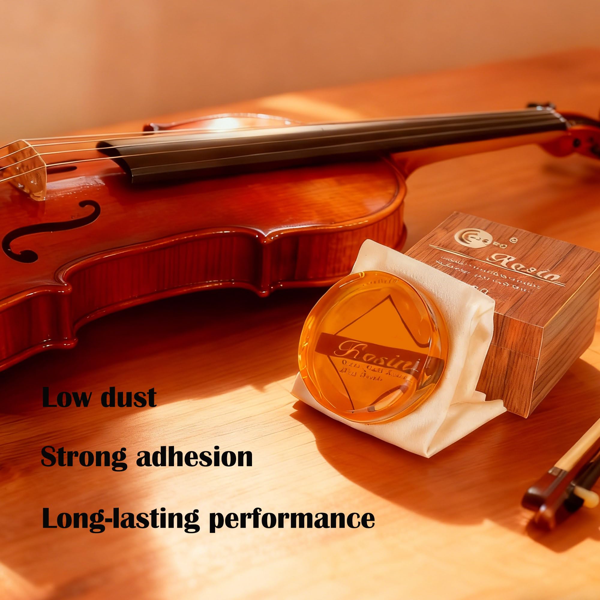 Violin Rosin,Cello Rosin,Round Natural Rosin with Light Low Dust,Excellent Grip,Protective Case for Violin,Viola,Cello (2)