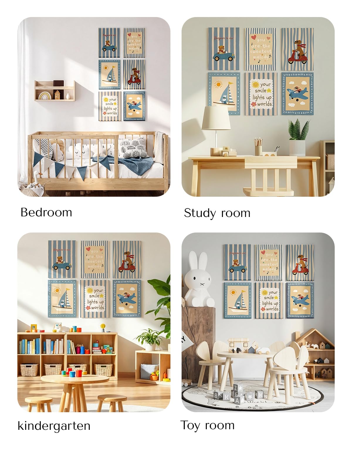 ARPEOTCY Acoustic Art Wall Panels for Nursery, Soundproof Sound Absorbing, Nursery, Kids room, bedroom, 36x32in, Inspirational Watercolor Wall Art, Rainbows religion, Recording Studio, 6pcs
