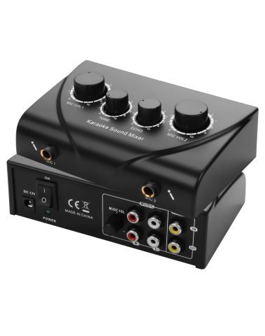 CERRXIAN Karaoke Sound Mixer, Dual MIC Input with Echo Control Compatible with TV, Computer, Smartphone & Tablet for Home Karaoke Parties