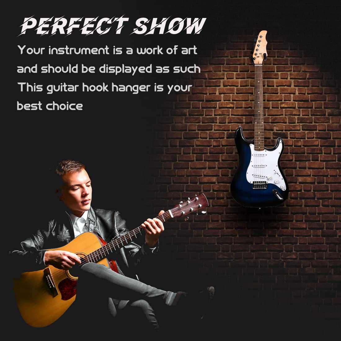 LALAOKS 6Pack Guitar Wall Mount Hanger for Guitar, Bass, Ukulele
