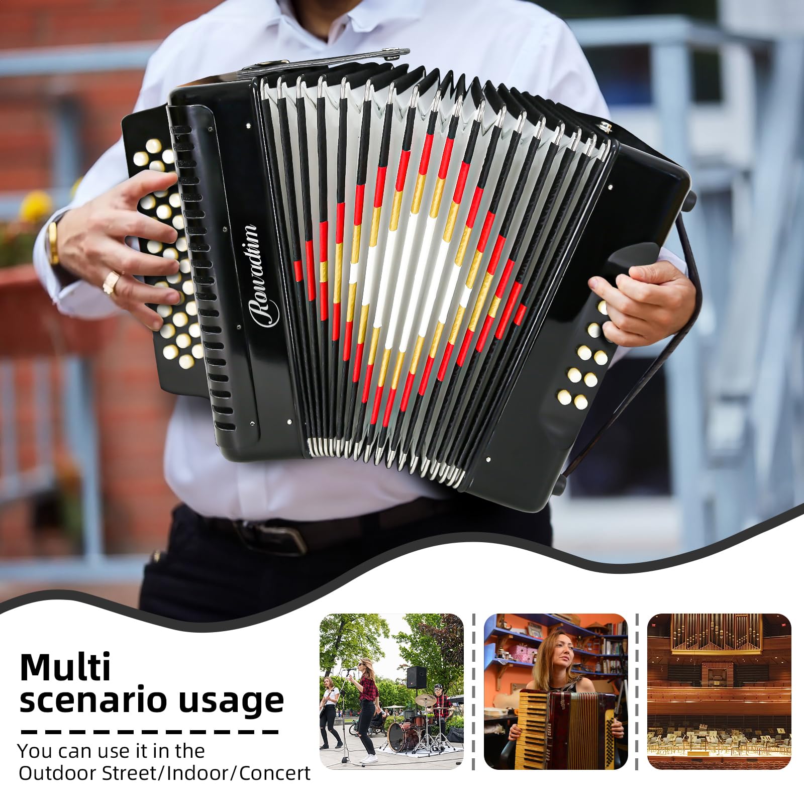 Accordions 31 Key 12 Bass Diatonic F/B/E Accordion Carry Kit (Black)
