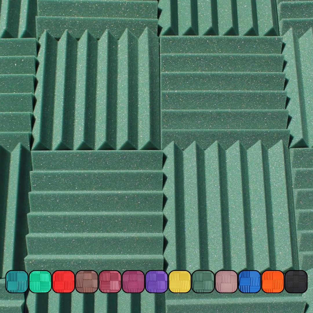 Soundproofing Acoustic Studio Foam – Forest Green Color – Wedge Style Panels 12”x12”x2” Tiles – 4 Pack