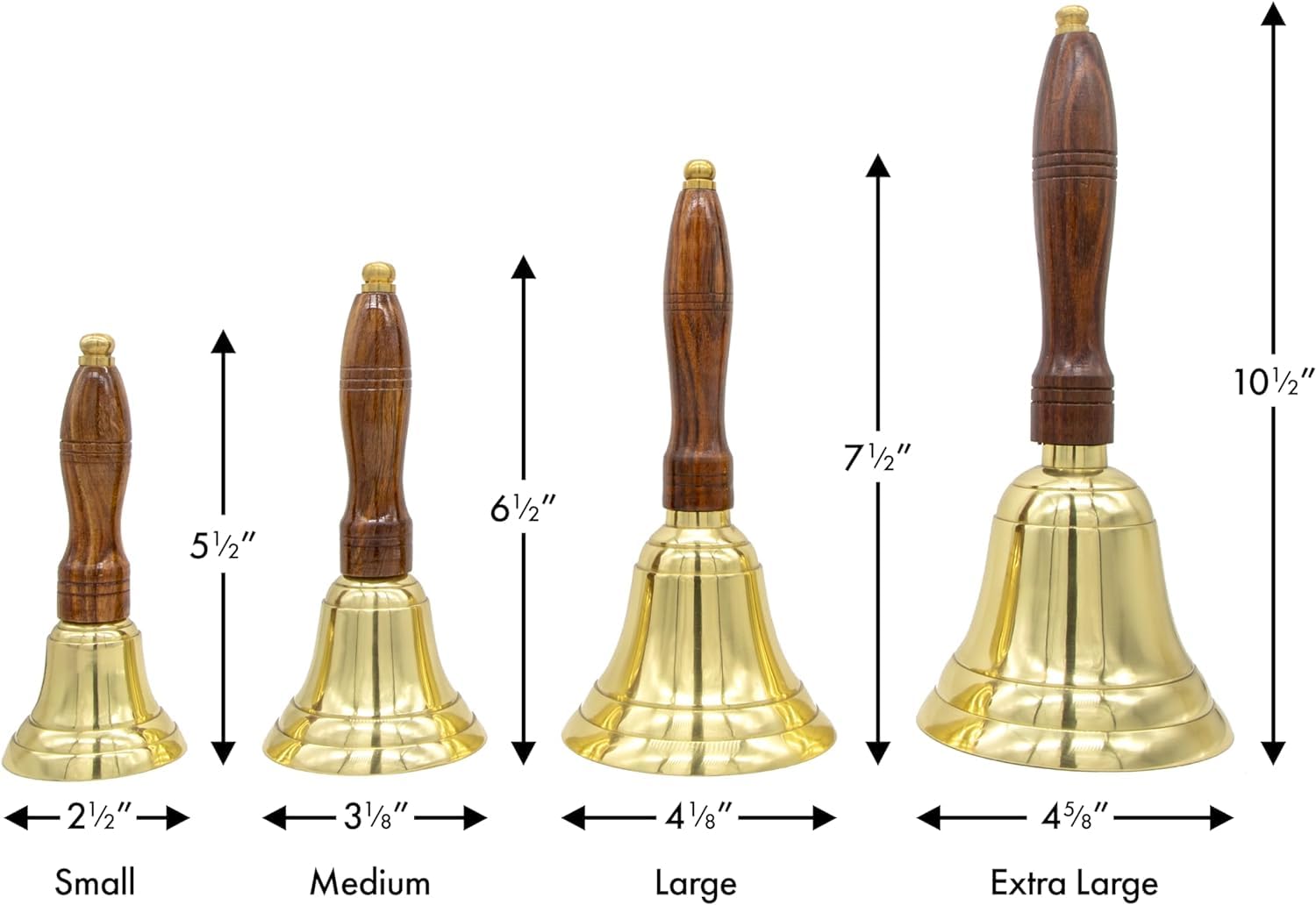 Engravable Solid Brass School Bell and Teacher Handbell (X-Large, Engraved)