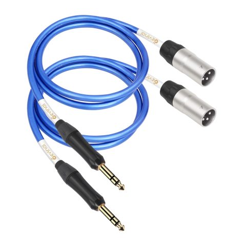 Devinal [20 AWG Silver-Plated OFC] 1/4 inch to XLR Cable Hi-Fi Grade Balanced 6.35mm TRS to XLR Male Quarter inch to XLR Interconnect Cord for Speakers, Mixer, 3ft 2pack