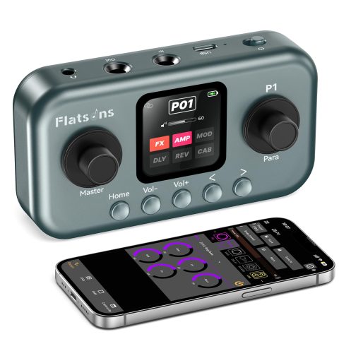 Flatsons P1 Portable Multi Effects Guitar Pedals, 80+ Effects, Rechargeable