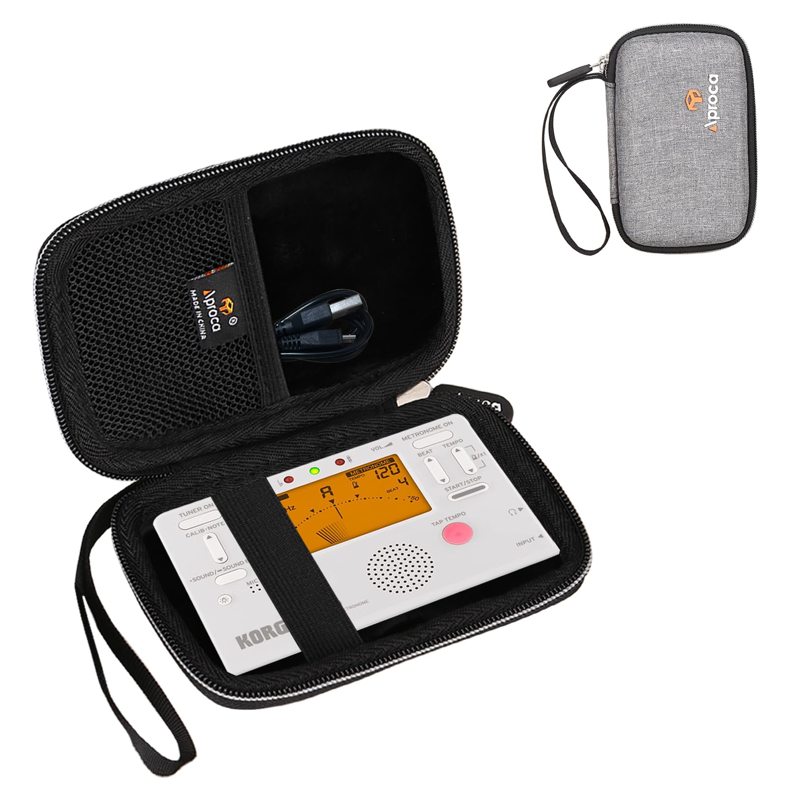 Aproca Grey Hard Storage Travel Case, For Korg TM70 Tuner (TM70TBK) / Korg TM60BK / WEGROWER Tuner Metronome and Accessories