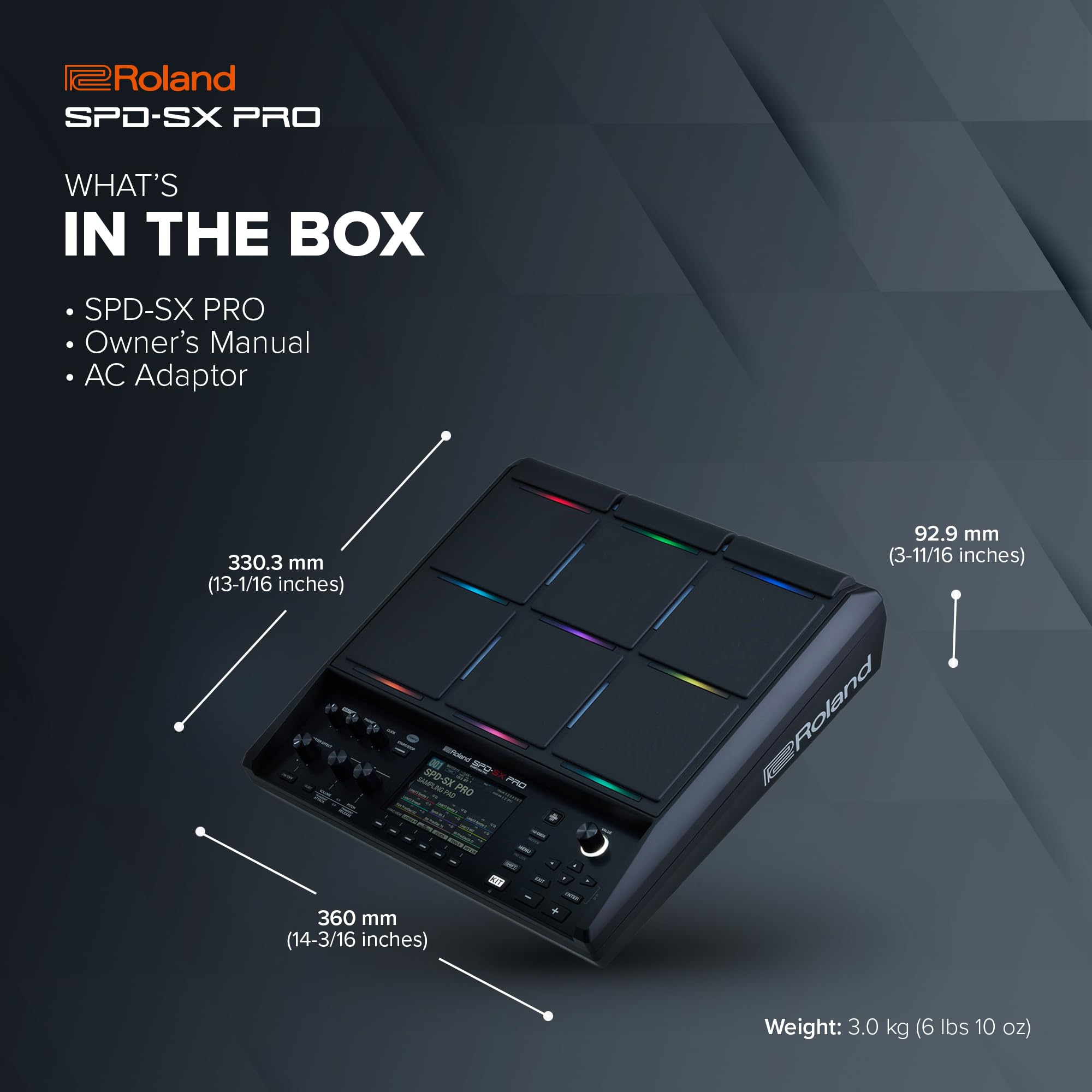 Roland SPD-SX PRO Sampling Pad | The Flagship Sampling Pad for Drummers & Other Musicians | 9 Playing Surfaces, 8 External Trigger Inputs, Color Display, Customizable Pad LEDs, Onboard FX & More