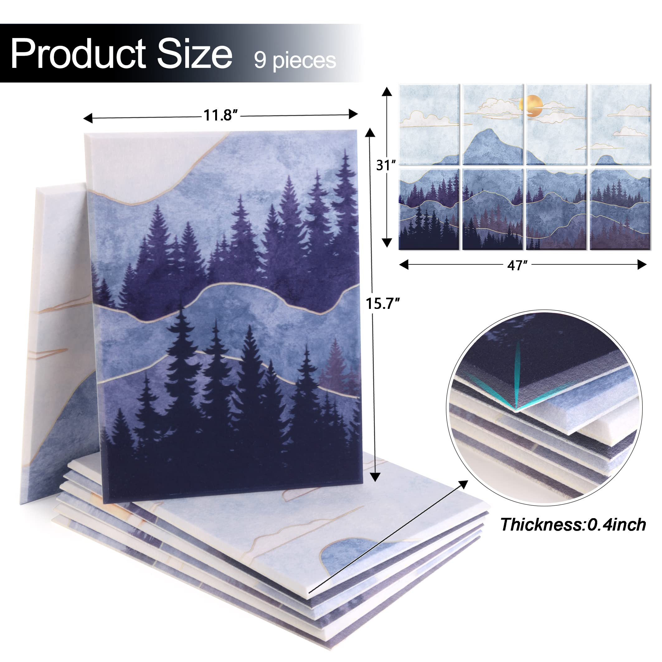 Ruonin.X Decorative Acoustic wall Art panels,Sound Absorbing foam panels.