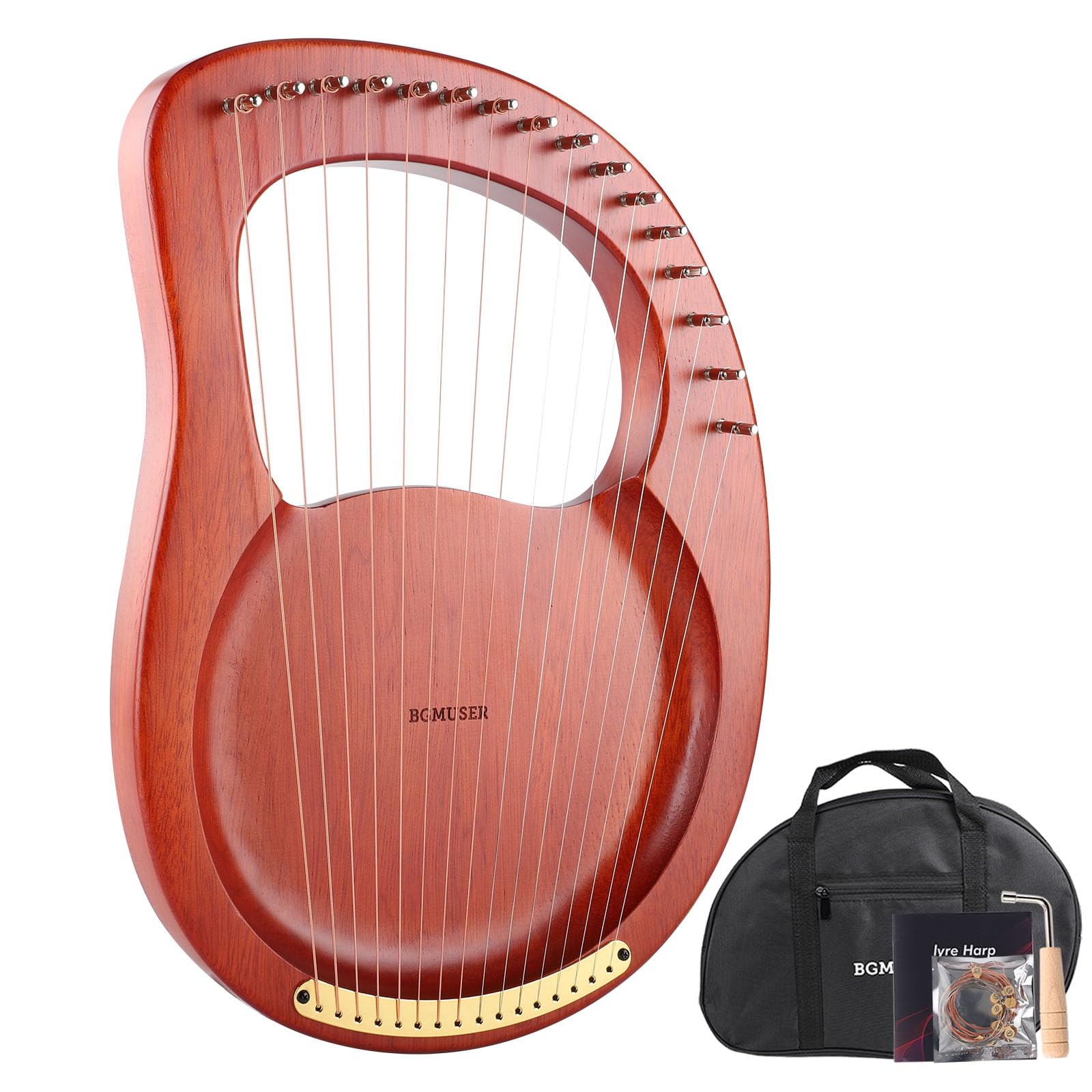 BGMUSER Lyre Harp 16 Strings Mini Harp Instrument Gift for Adult Beginner