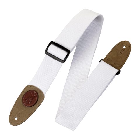 Levy’s Leathers Signature Cotton Series 2″ Guitar Strap with Tri-Glide Adjustment, White (MSSC8-WHT)