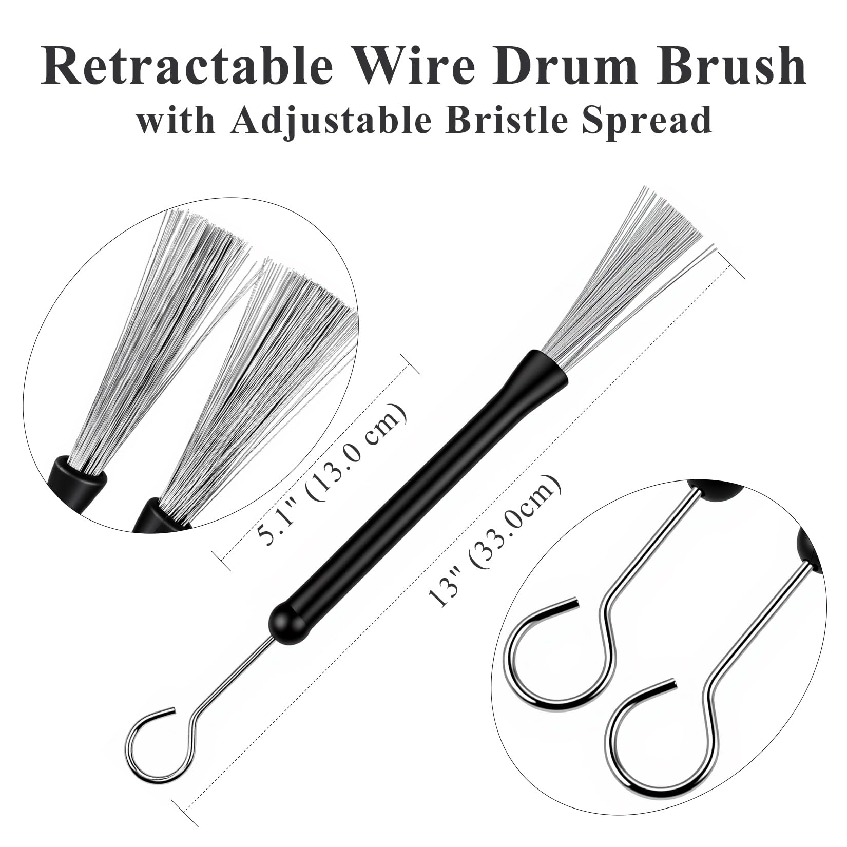 VixxNoxx Drum Sticks Kit – 5A, Retractable Drum Brushes, Rods Drum Brushes