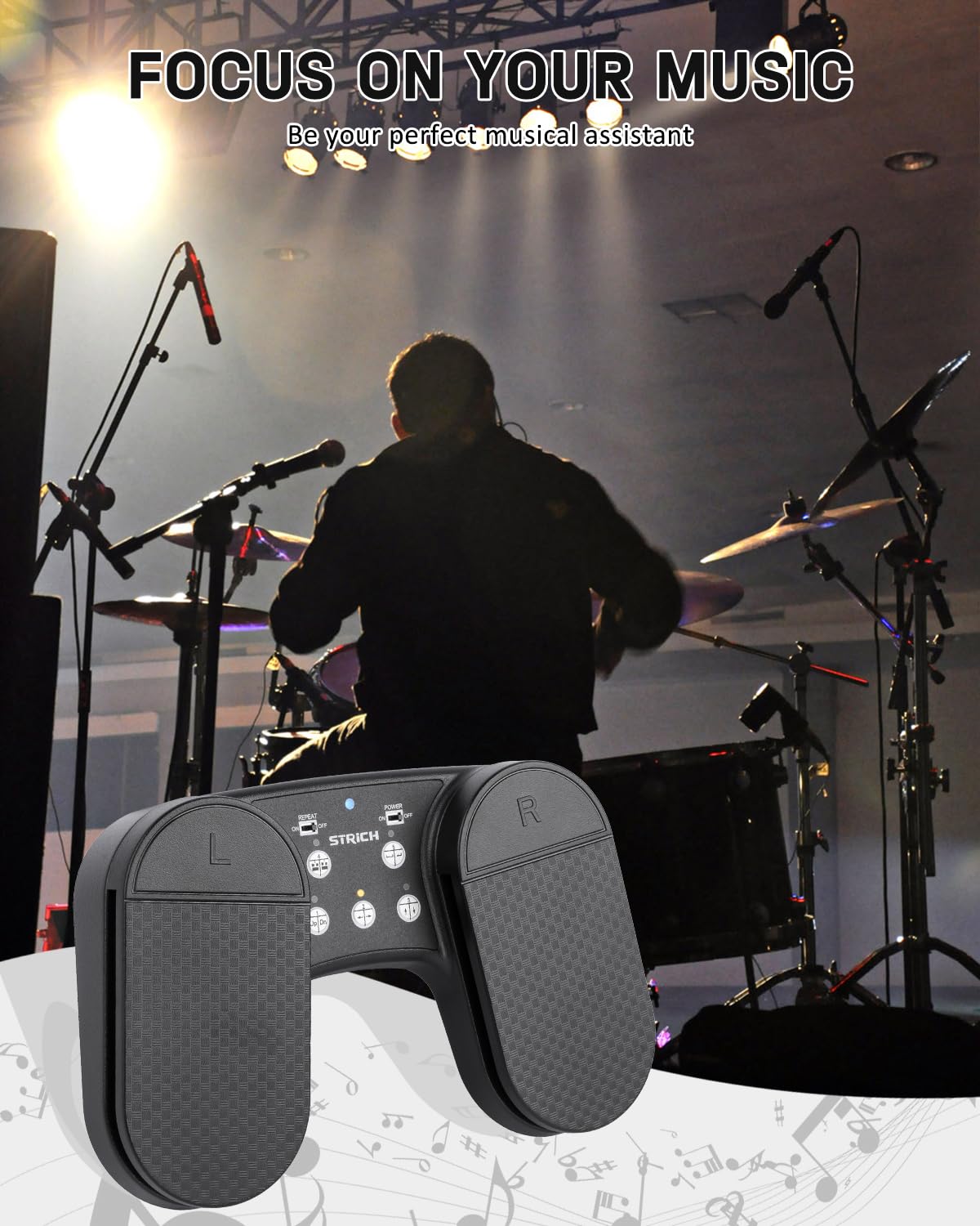 STRICH Wireless Page Turner Pedal for iPad, Rechargeable Foot Pedal, SPT-10