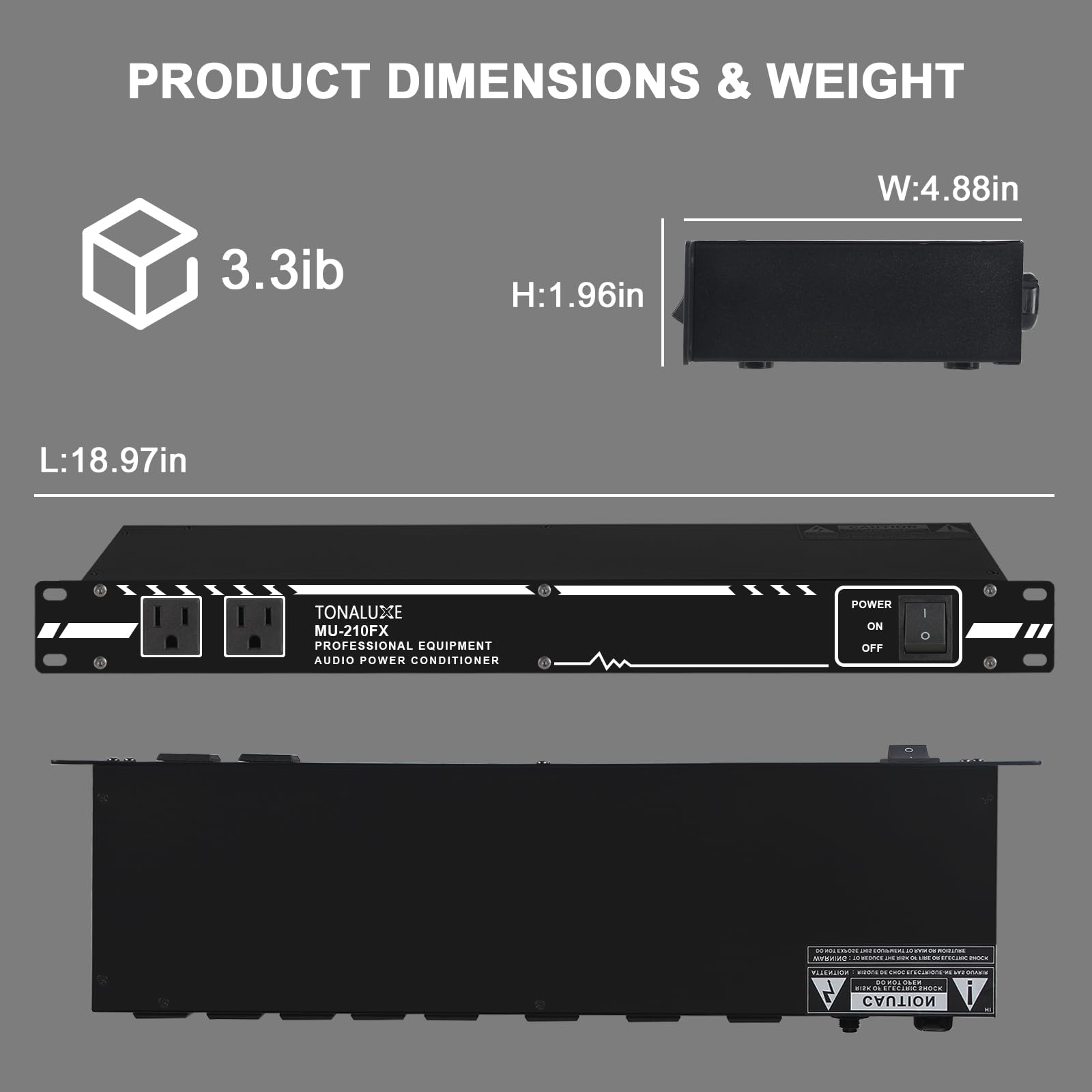 TONALUXE Power Conditioner for Audio Equipment, 10 Outlets 30A Rack Mount Audio Digital Pro Power Supply Controller Regulator for Home Theater Sound System Stage Studio (MU-210FX)