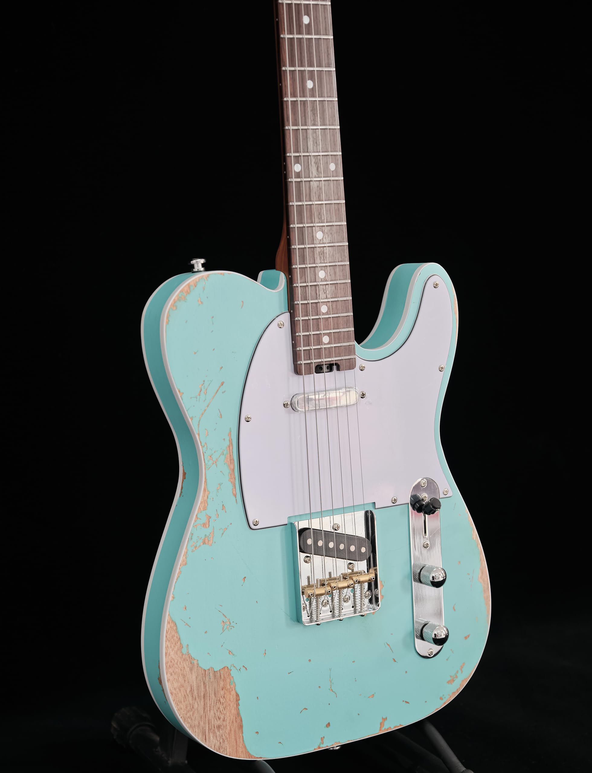 KGD Relic electric guitar mahogany body carbonized maple neck rosewood fretboard 6-string solidbody electric guitar S-S pickupsbrass barrel saddle bridge (Seafoam)
