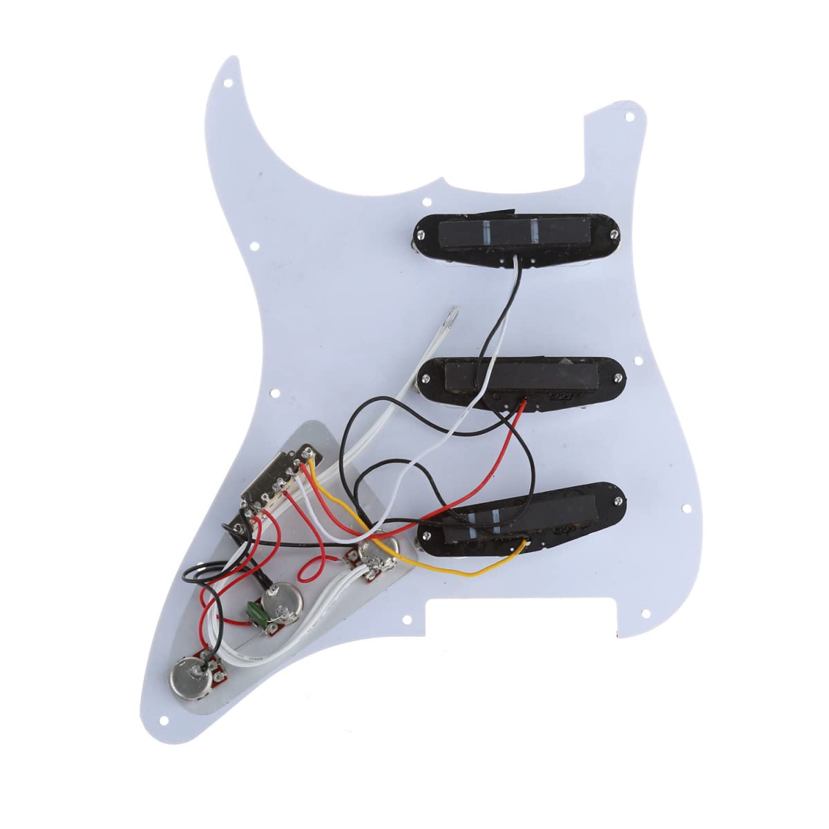 Musiclily SSS Loaded Pickguard Strat Prewired Pickguard with Single Coil Pickups Set for Strat Style Electric Guitar, 4Ply Pearl White