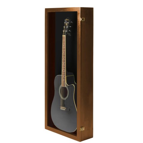 PENNZONI Acoustic Guitar Display Case – Hardwood & Acrylic – Walnut w/Black Felt – Wall Mount