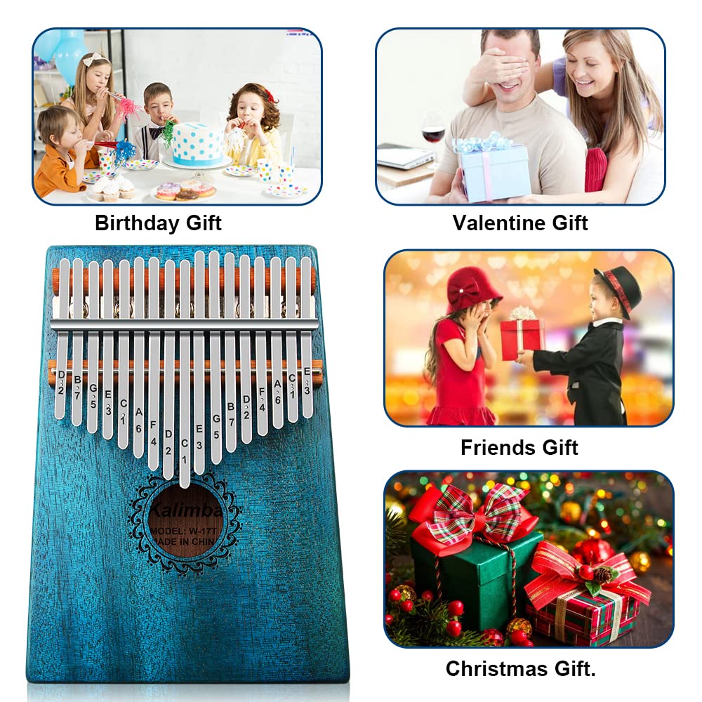Kalimba Clear Kalimba Thumb Piano Crystal 17 Key Portable Mbira Finger Piano Best Gift for Kids, Birthday, Christmas, Beginner, Professional, Party (Bear-shaped Crystal)