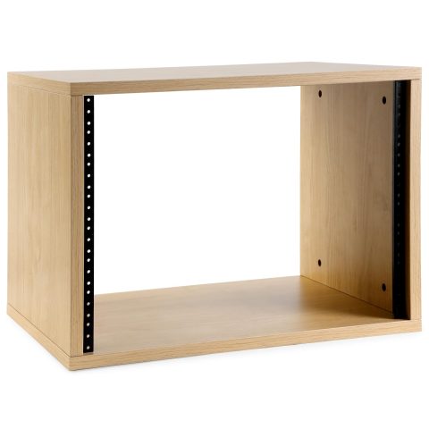 AcouZen Wooden Desktop Studio Rack, 19-Inch Rack-Mount Compatible, 373mm Usable Depth, Threaded Rails, Natural or Walnut, 2U-8U (Natural Woodgrain, 8U)
