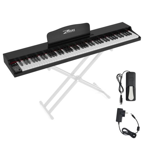 ZHRUNS Digital Piano 88 Key Weighted, Full Size Electric Keyboard Piano for Beginners, Portable Piano Keyboard with Sheet Music Stand, Sustain Pedal, Power Adapter, Black (Keyboard Only)