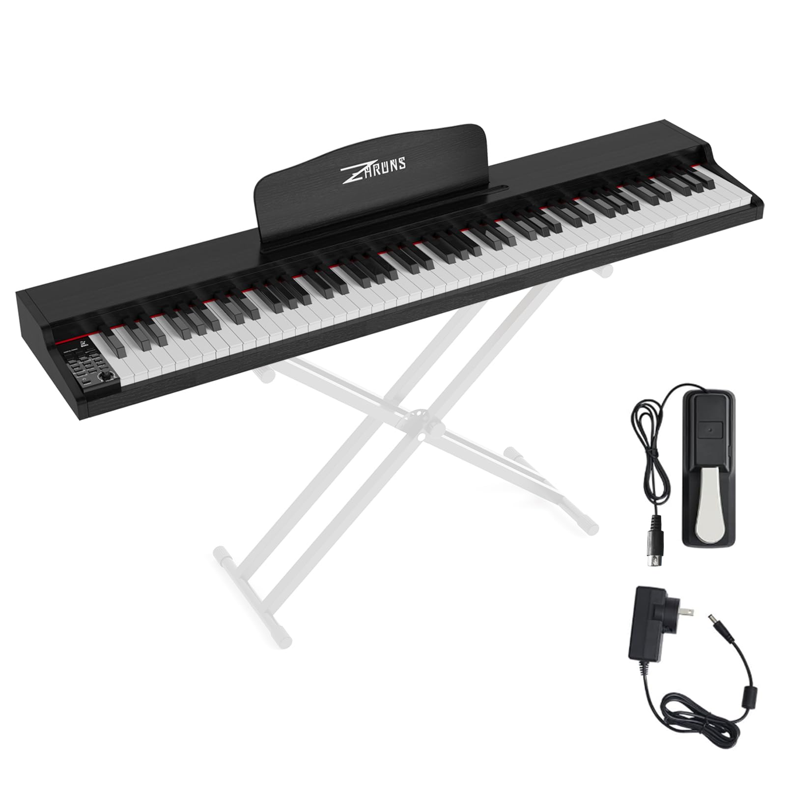 ZHRUNS Digital Piano 88 Key Weighted, Full Size Electric Keyboard Piano for Beginners, Portable Piano Keyboard with Sheet Music Stand, Sustain Pedal, Power Adapter, Black (Keyboard Only)