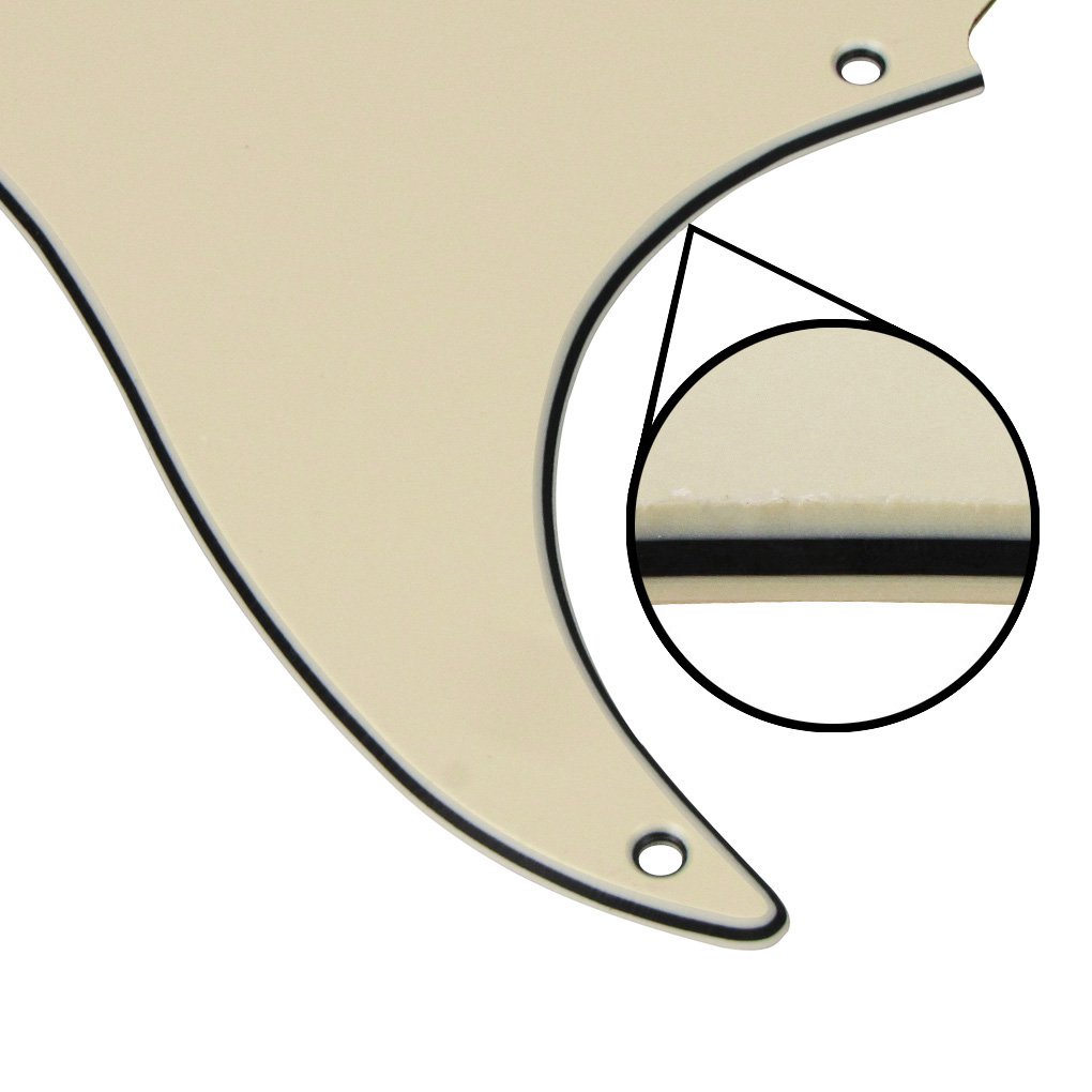 FLEOR 3Ply Cream SSS 8 Hole StratPickguard Guitar Backplate Tremolo Cavity Cover with Screw for Vintage ST Style Guitar Parts