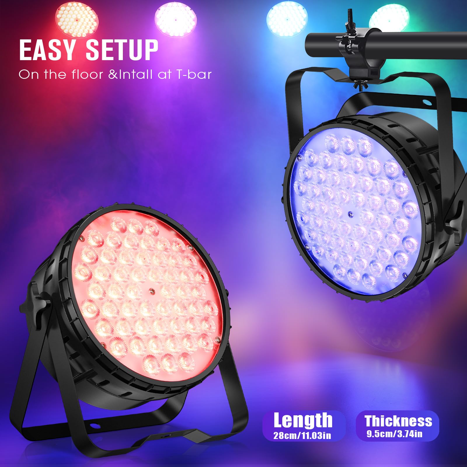 Betopper 54 * 4W LED Stage Light,4 in 1 RGBW High CRI DJ Par Lights-4 Packs