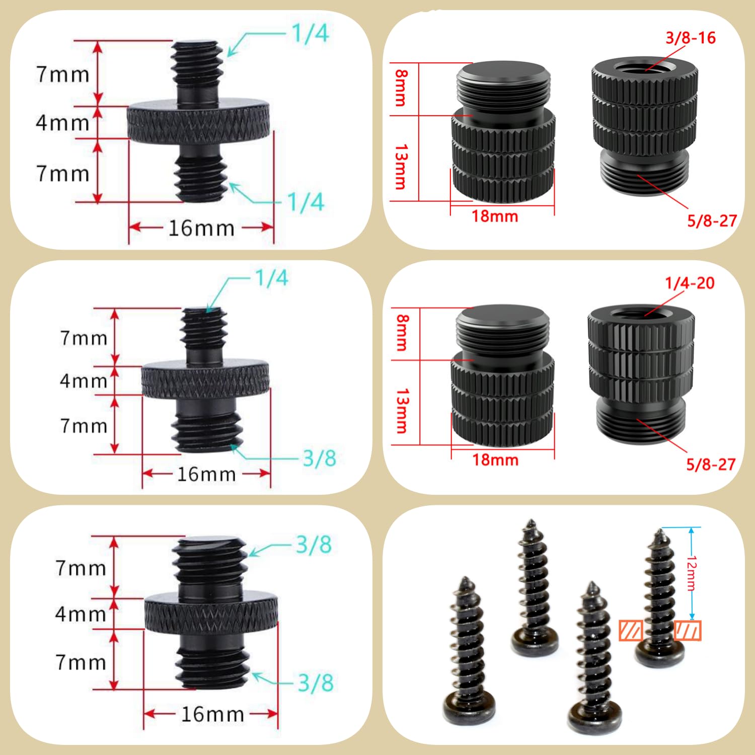 Homeet Desktop Microphone Flange Mount 1/4-20, 3/8-16, 5/8-27 Table Mounts