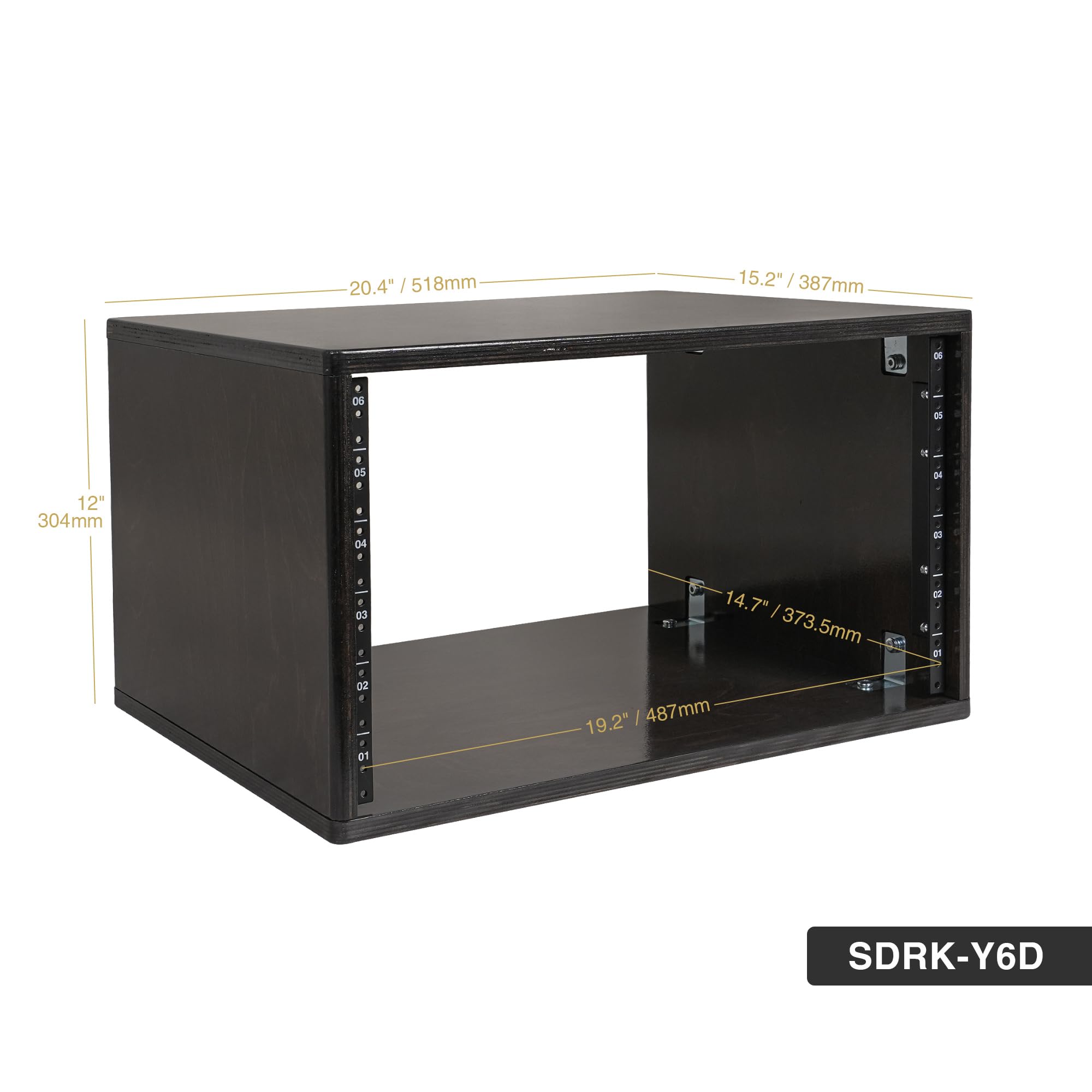 Sound Town DIY 6U Desktop Studio Rack for Home Studio and Recording Room, Baltic Birch Plywood, Black Espresso (SDRK-Y6D)