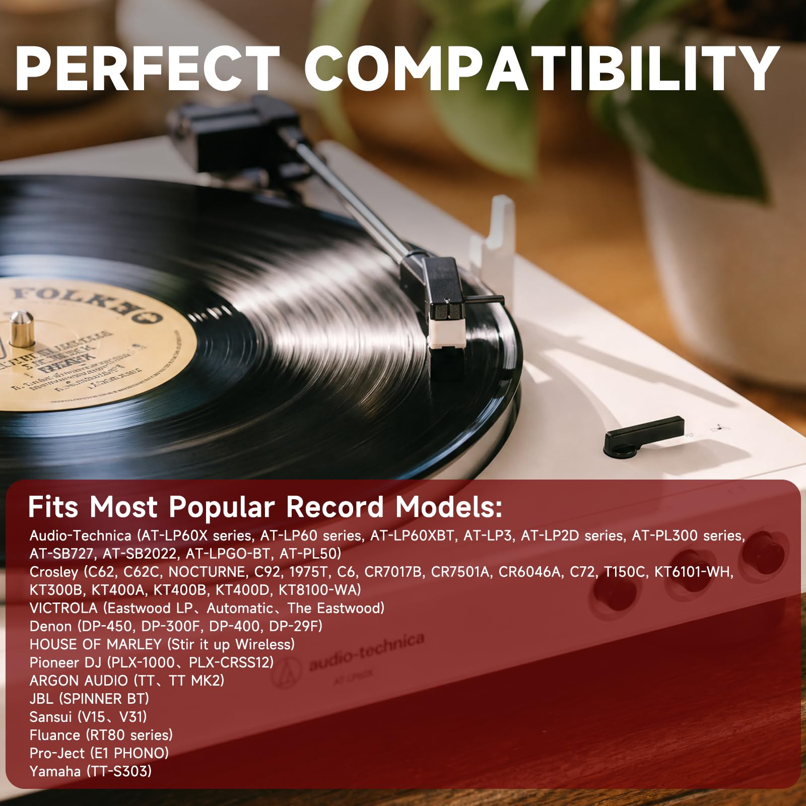 Upgraded ATN3600L Replacement Stylus Needle, Diamond Conical Record Player Needle for Audio-Technica AT-LP60 AT-LP60X AT-LP60XBT Crosley C62 Victrola Turntables with Cleaning Brush & Protective Cover