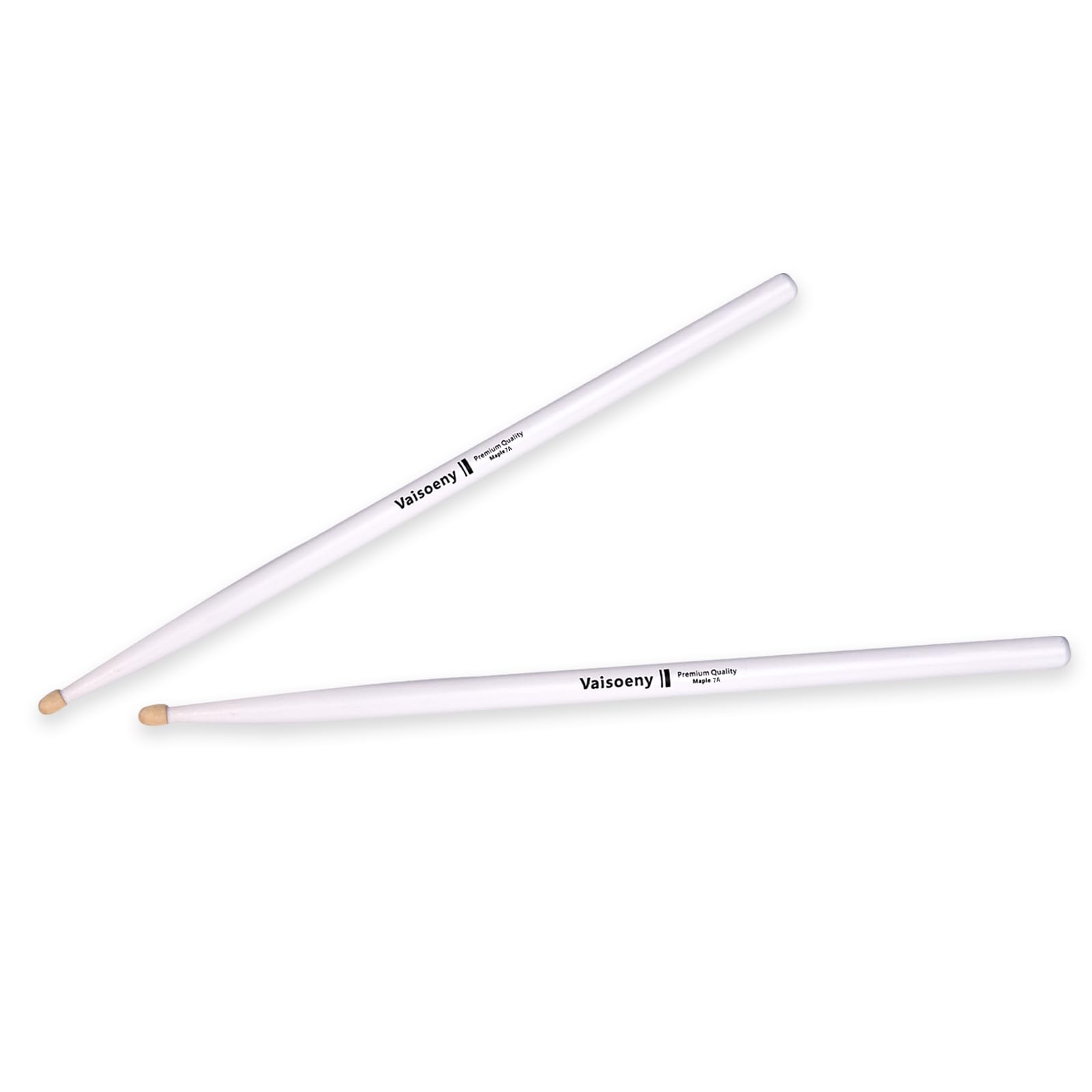 VAISOENY Drum Sticks 7A, 6 Pairs Lacquered Maple Wood Drum Sticks (White)