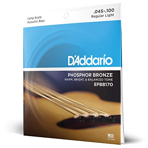 D’Addario Acoustic Bass Guitar Strings – Acoustic Bass Strings – Phosphor Bronze – EPBB170 – Acoustic Bass Guitar 4 String Set – 45-100 Gauge – 1 Pack