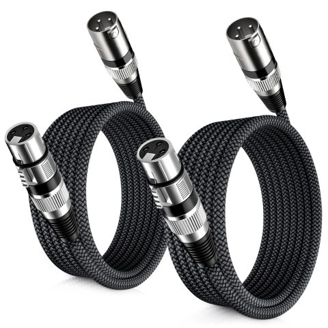 Elebase XLR Microphone Cable 2Pack,XLR Male to XLR Female Mic Cord,3-pin Balanced Shielded Cables Wire,for Amplifier Mixer,Recording Studio,Speaker Systems （0.9M/3FT/Gray）