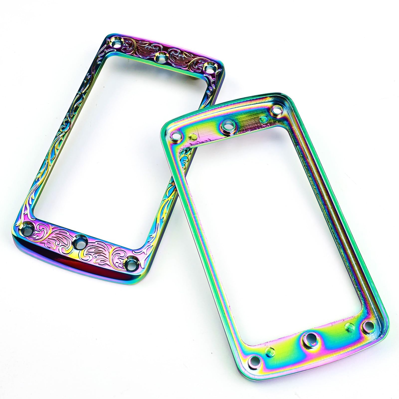 OVSAL 2 PCS Flat Metal Guitar Humbucker Pickup Ring Neck & Bridge,Rainbow