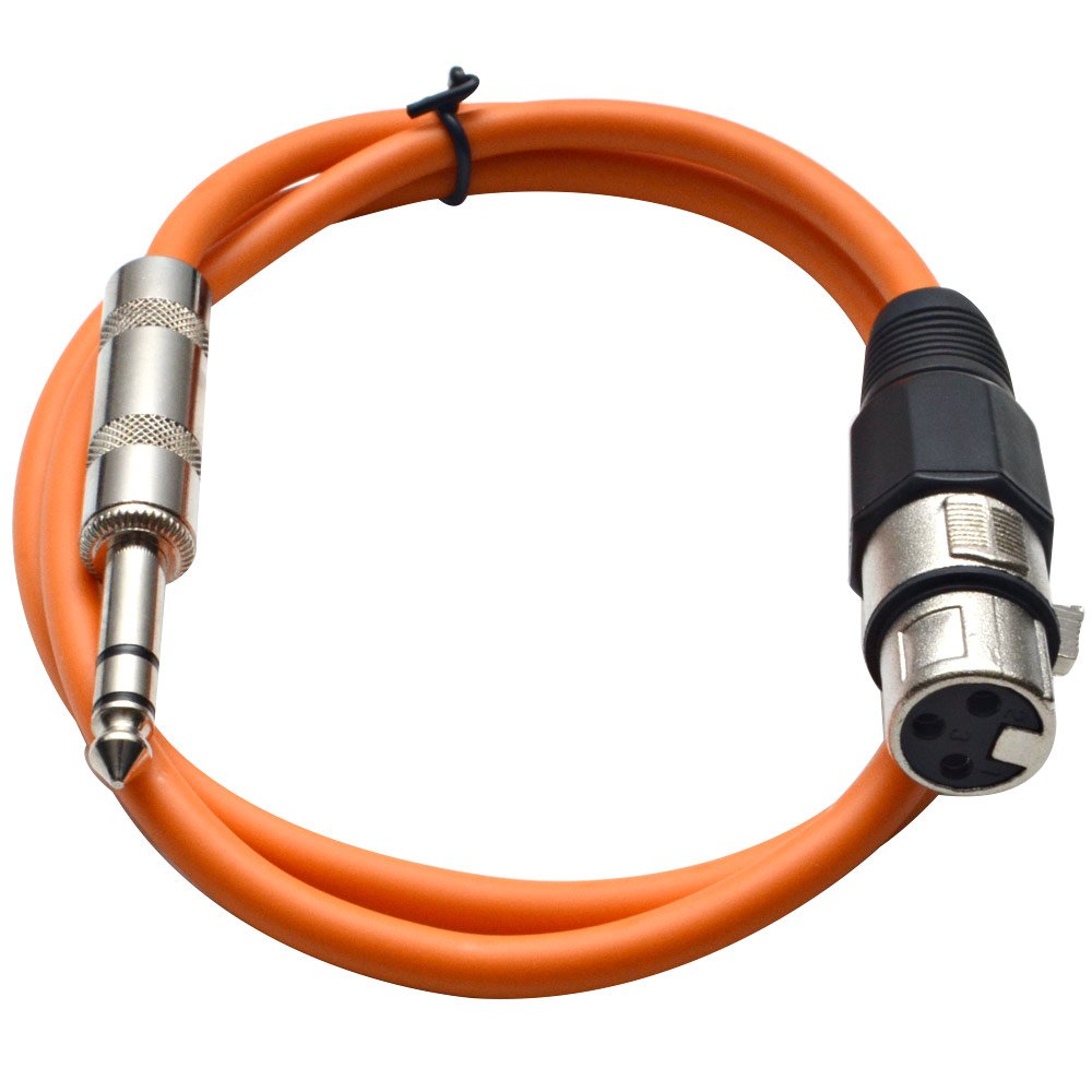 Seismic Audio – SATRXL-F2 – Orange 2′ XLR Female to 1/4″ TRS Patch Cable