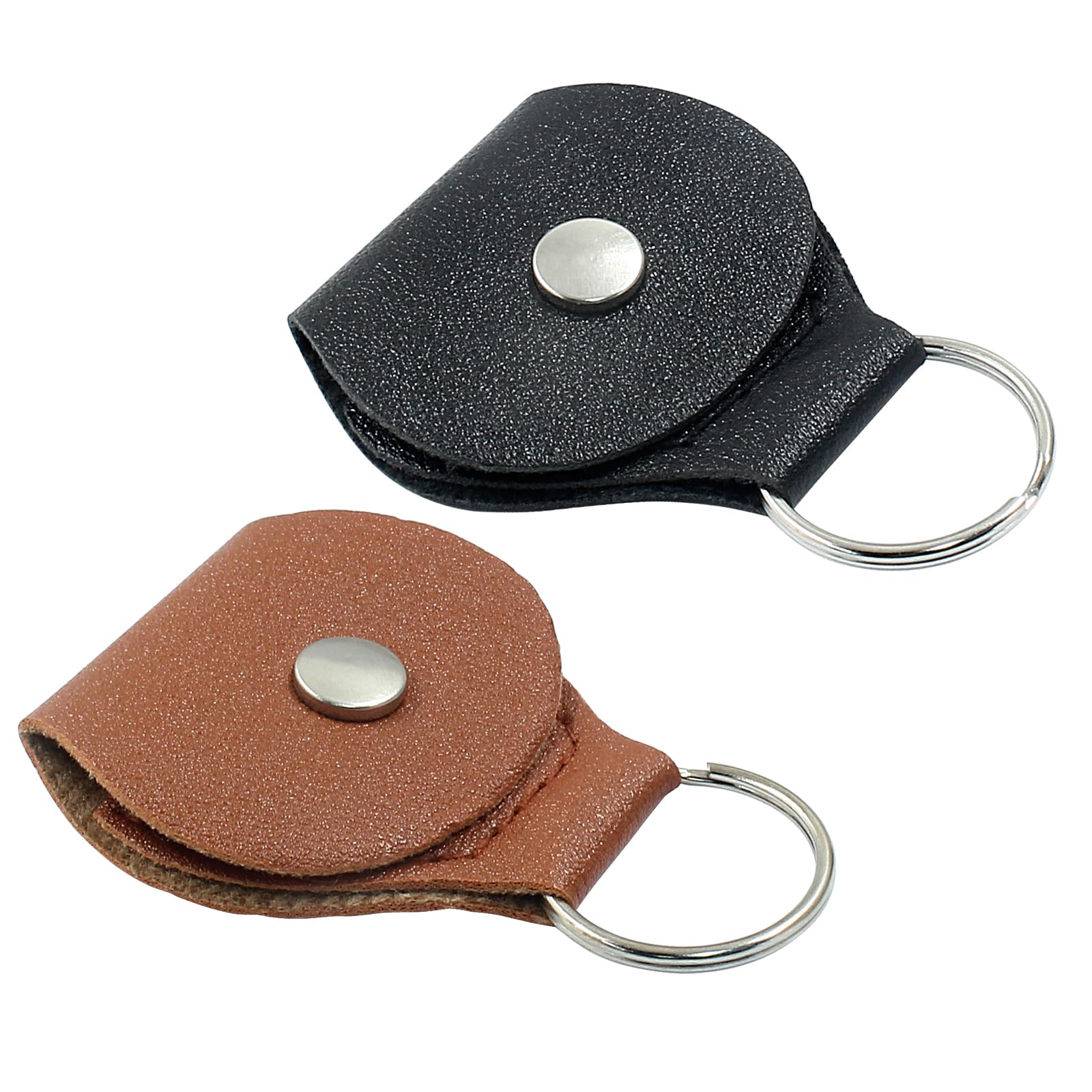 Bonsicoky Guitar Picks Holder Case, Black + Brown, 2 Pcs