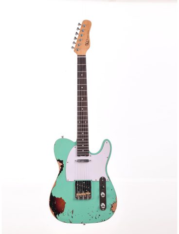 KGD Relic electric guitar mahogany body carbonized maple neck rosewood fretboard 6-string solidbody electric guitar S-S pickupsbrass barrel saddle bridge (Spectra Green)