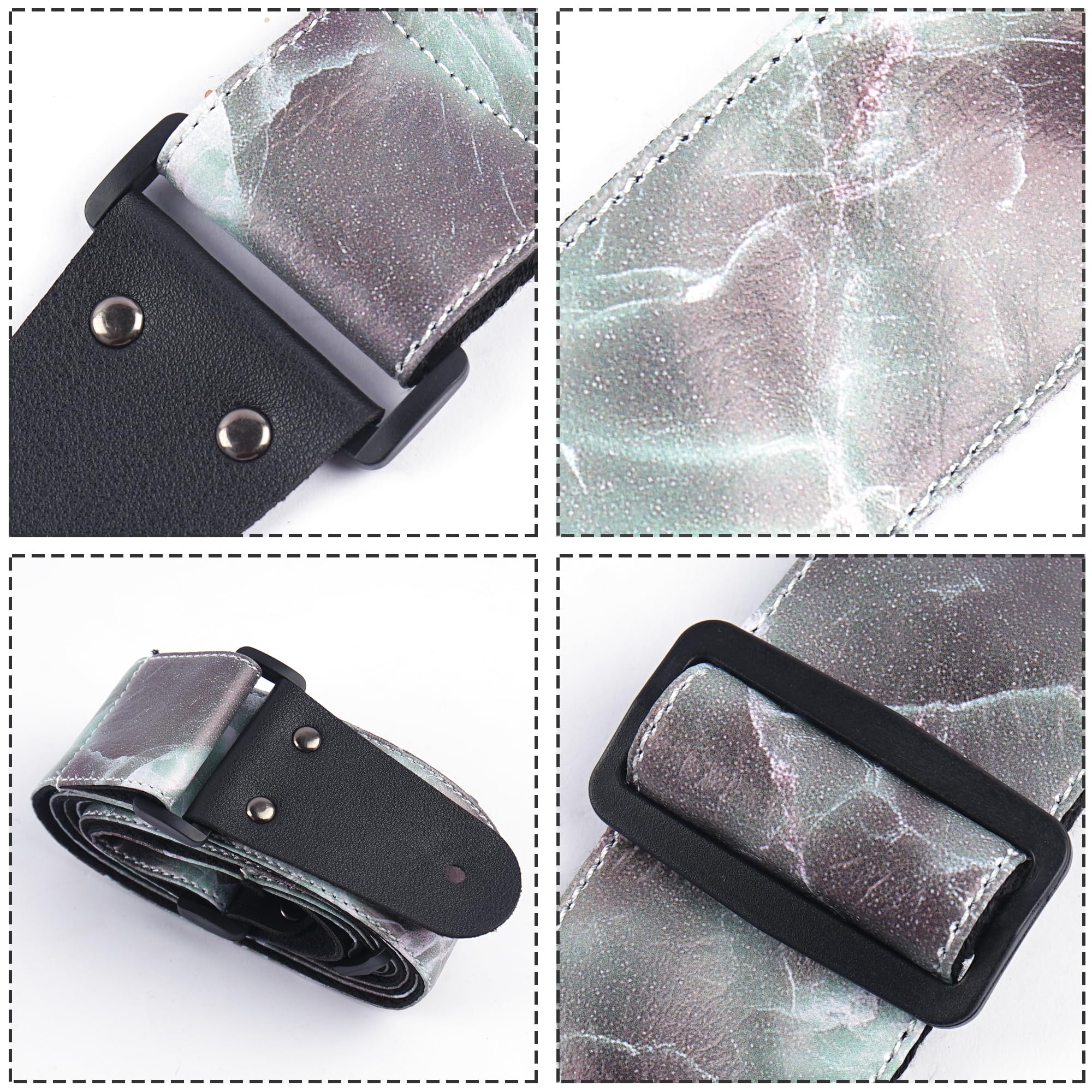 LIZIMANDU Adjustable Guitar Strap Includes 2 Strap Locks & 2 Matching Picks & 1 Picks Holder & 1 leather Strap Button(1-Printed Jade)