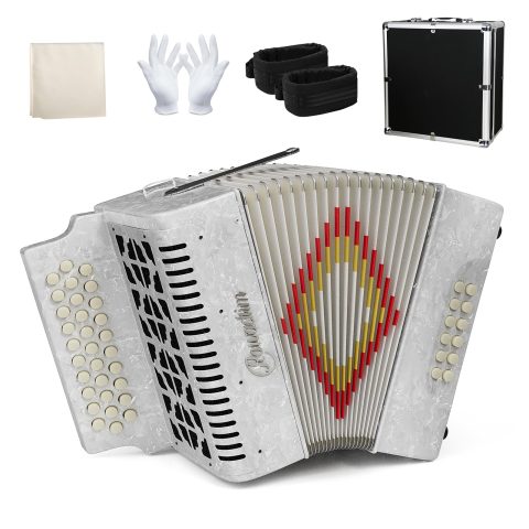 Accordions 31 Key 12 Bass Diatonic F/B/E Accordion Carry Kit (White)