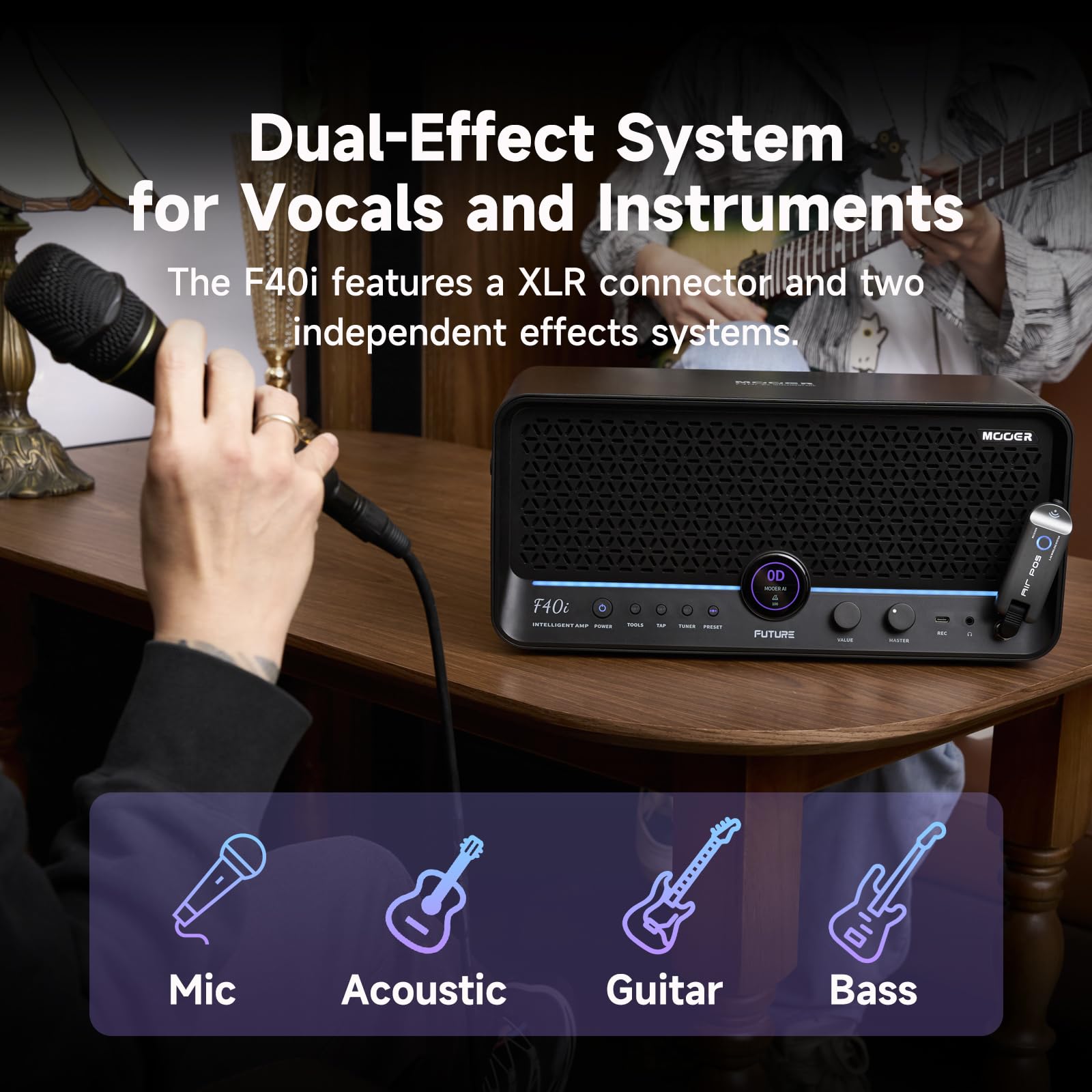 MOOER F40i Smart Guitar Amp 40W Touching Screen, MOOER AI, Voice Effects
