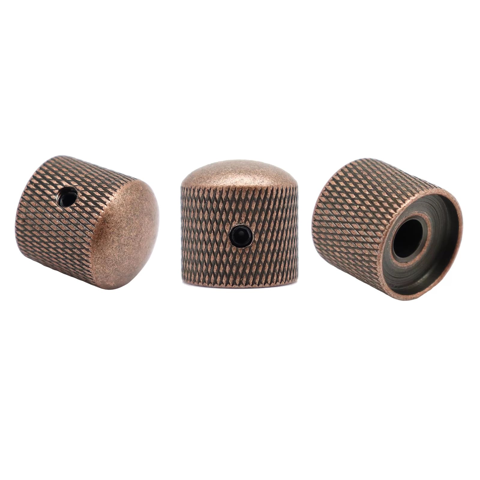 XIYANGJUAN 2Pcs Electric Bass Guitar Knobs Red Copper Metal Volume Tone Speed Control Dome Knob for Fender Telecaster Bass Guitar Accessories (Red Copper)
