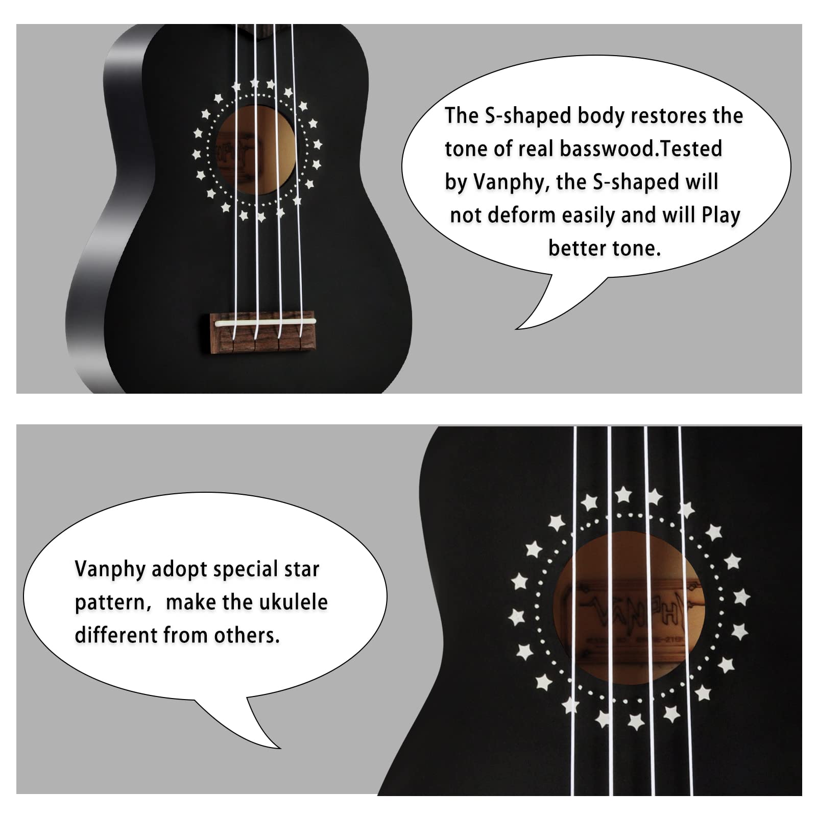 VANPHY Soprano ukulele for beginner with Gig Bag 21 Inch uke for Starter Hawaiian Soprano Ukalalee Polishing adults Basswood 21 Inch uke with Strap Picks Songbook Cleaning Cloth (Light Blue)
