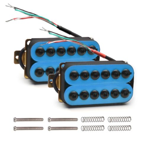SAPHUE Adjustable Metal Double Coil Electric Guitar Pickups Humbucker Punk Neck/Bridge Pickup (Blue)
